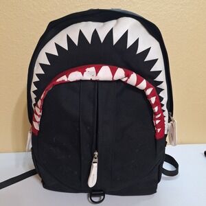 Shark Mouth Backpack Black Red White Teeth Novelty School Bag Laptop USB